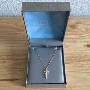 Zales Women Two Tone Sterling Silver Twisted Ribbon Cross Necklace